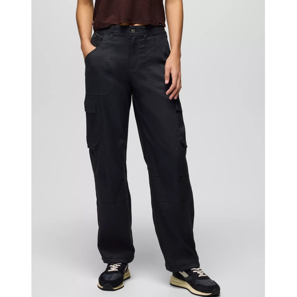 Prana Stretch Zion Cargo Pant Womens 6 Black 29" Inseam Relaxed Fit Straight Leg - Picture 1 of 12
